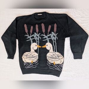 Vintage Wool Hunter Green Duck Sweater Design by HIGGI Made In England